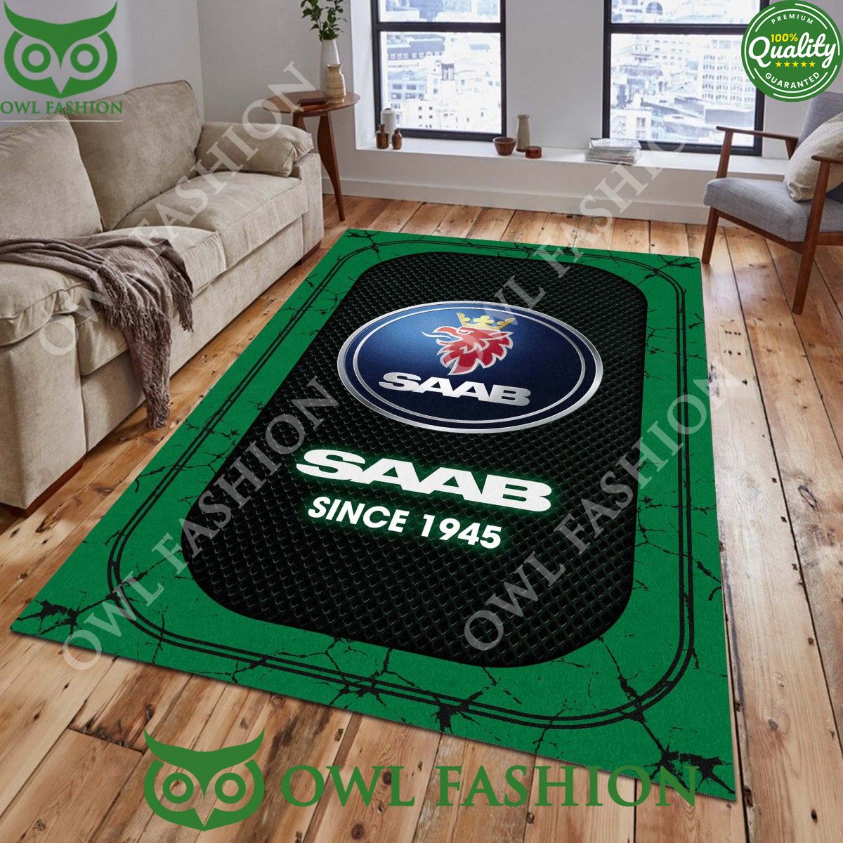 Saab Sweden since 1945 Automobile stone marble rug carpet