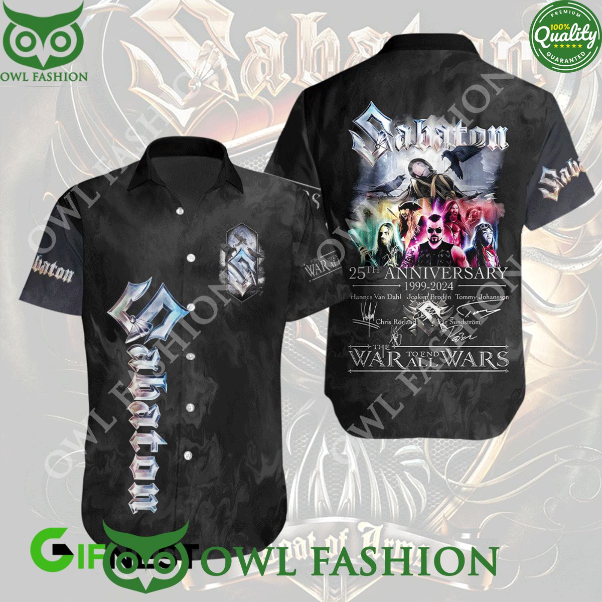 Sabaton 25th Anniversary 1999 2024 War to end all wars hawaiian shirt