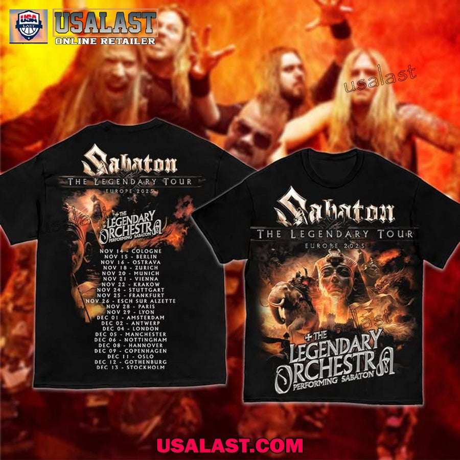 Sabaton The Legendary Tour Europe 2025 Unisex Tee Shirt