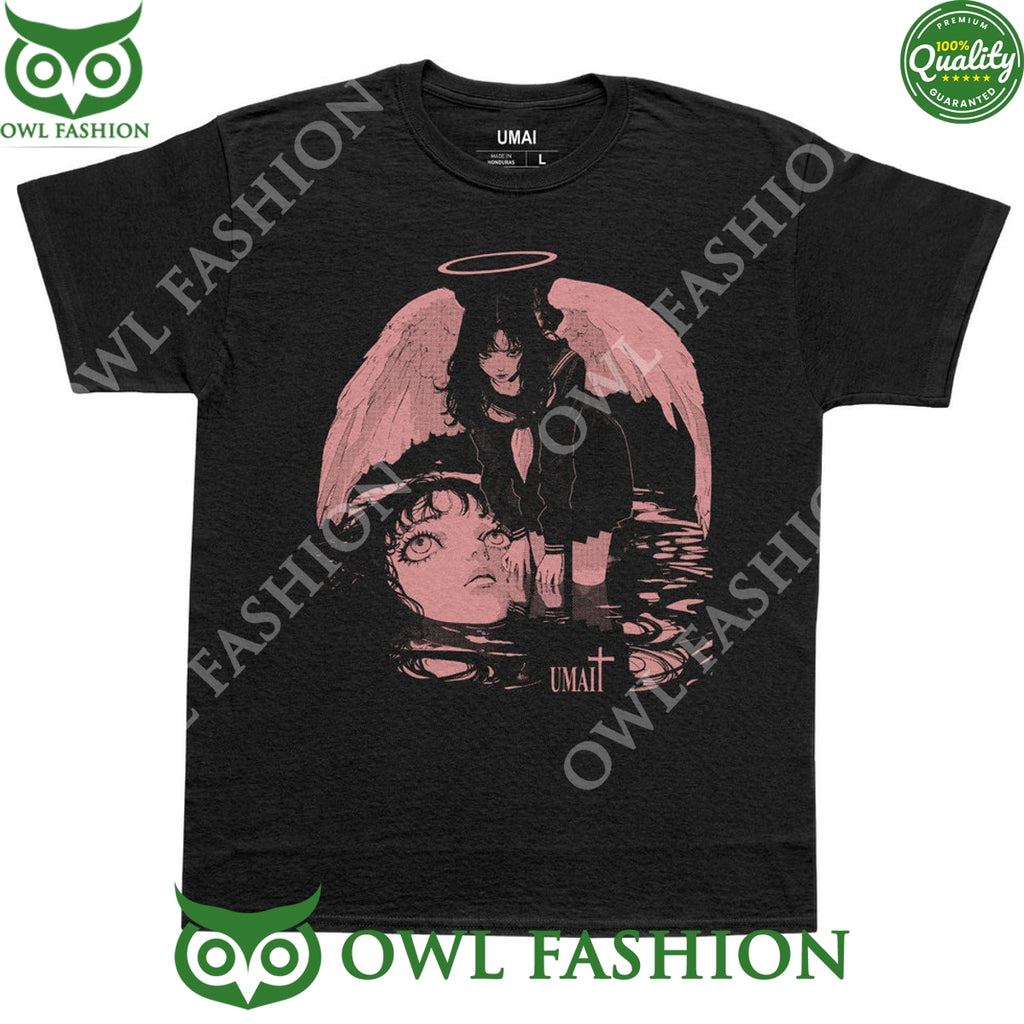 Saints and Sinners Angel Scared anime Black t shirt