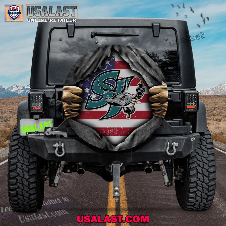 San Jose Barracuda AHL American Flag Spare Tire Cover