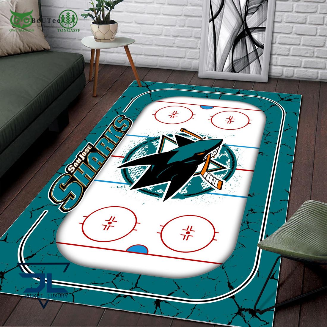 San Jose Sharks NHL Hockey Team Carpet Rug