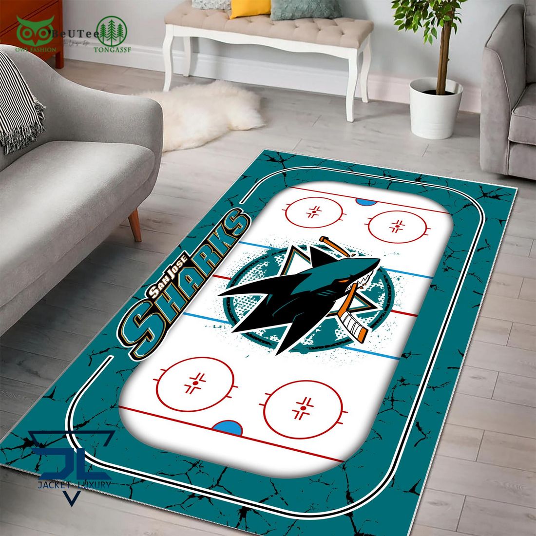 San Jose Sharks NHL Hockey Team Carpet Rug