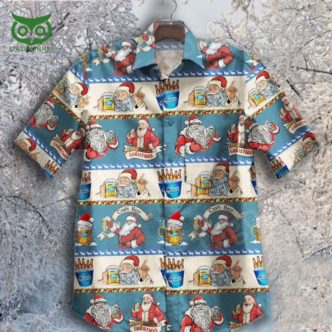 Santa Claus Merry Christmas With Bud Light Beer Hawaiian Shirt