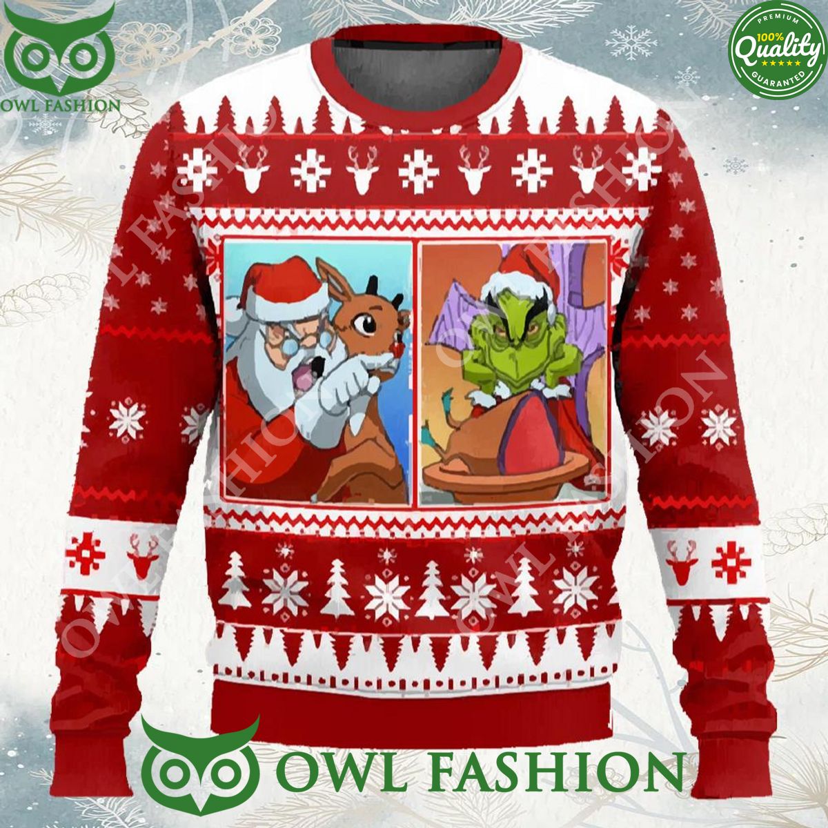 Santa Clause Grinch Yelling Meme Ugly Christmas Sweater Jumper