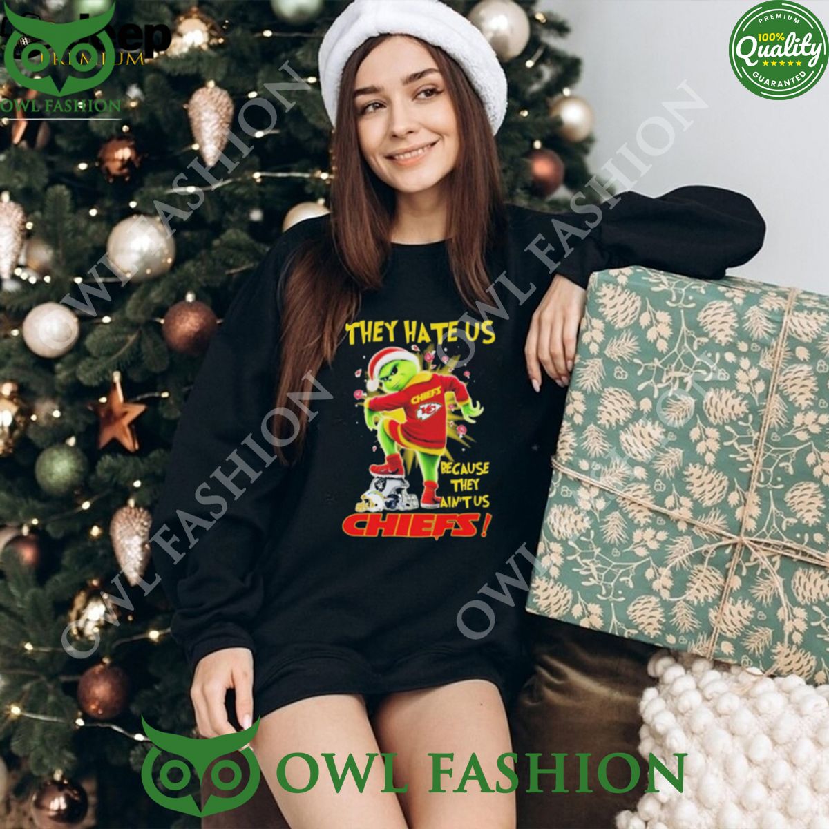 Santa Grinch Stomp They Hate Us Because They Ain’t Us Kansas City Chiefs Christmas Tshirt