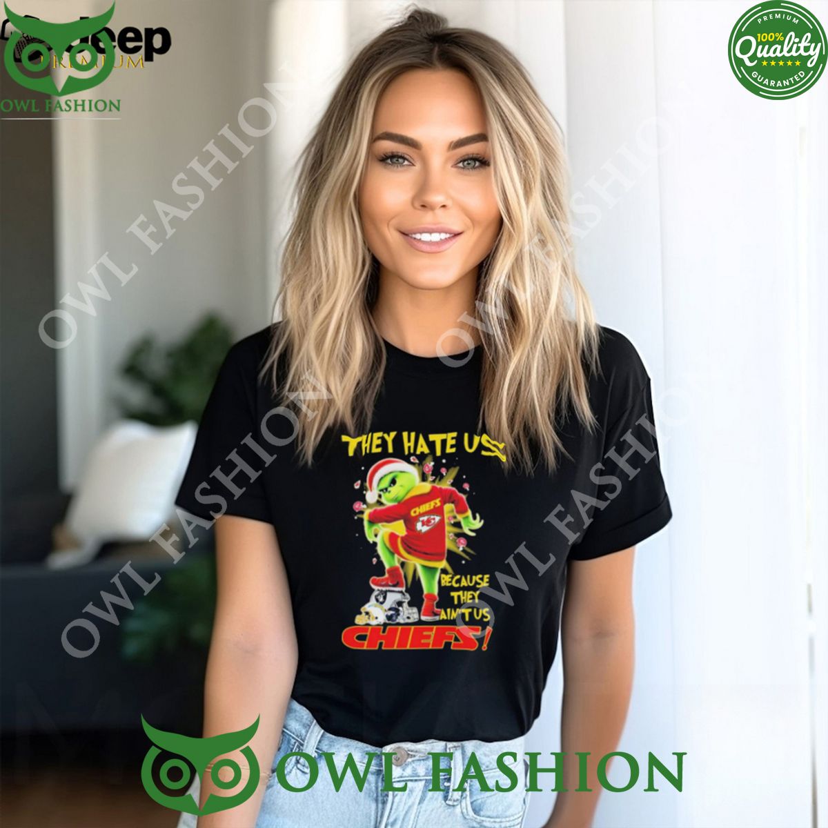 Santa Grinch Stomp They Hate Us Because They Ain’t Us Kansas City Chiefs Christmas Tshirt