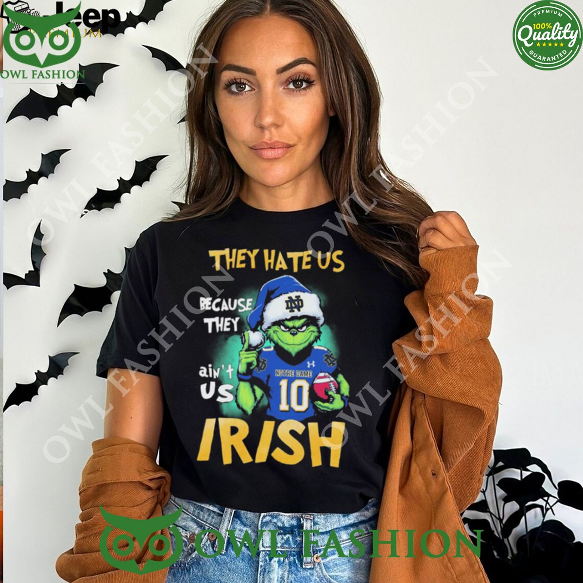 Santa Grinch They Hate Us Notre Dame Fighting Irish Christmas t Shirt