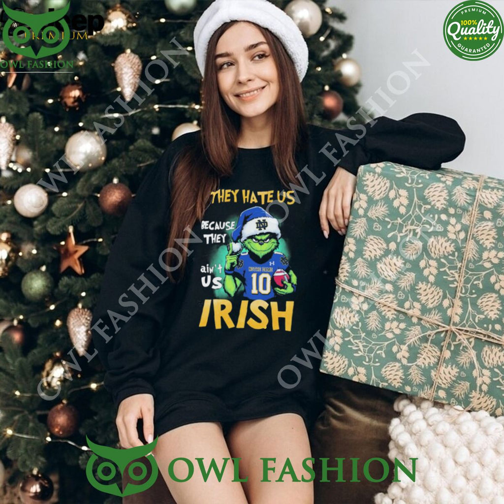 Santa Grinch They Hate Us Notre Dame Fighting Irish Christmas t Shirt