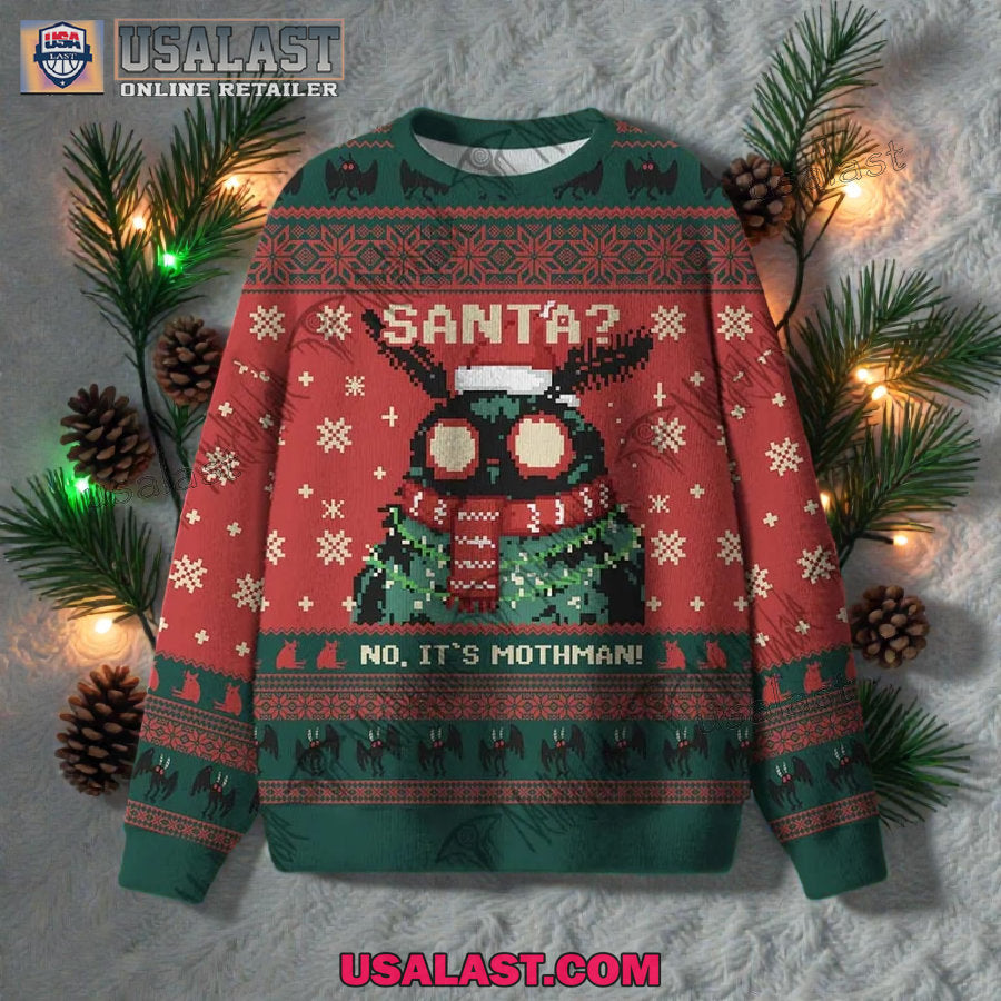 Santa No It’s Mothman Ugly Sweater