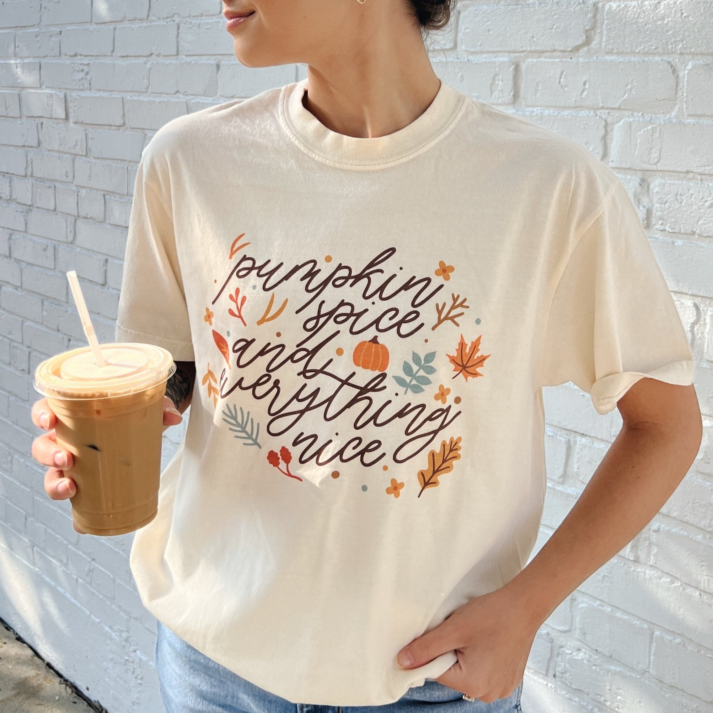 Pumpkin Spice And Everything Nice Script T-Shirts, Hoodie, Sweatshirt | RetroVerseTees.com (Image 1)