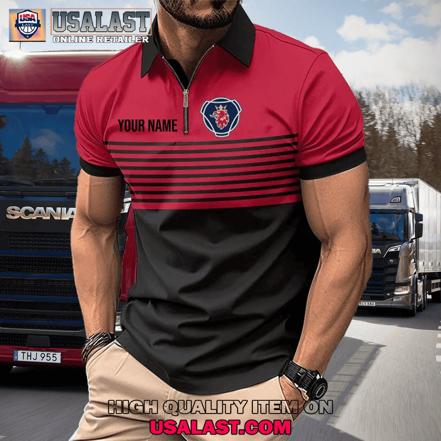 Scania Custom Name Zipper Men Polo