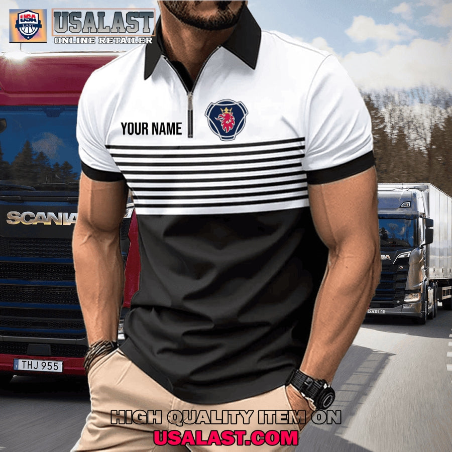 Scania Custom Name Zipper Men Polo