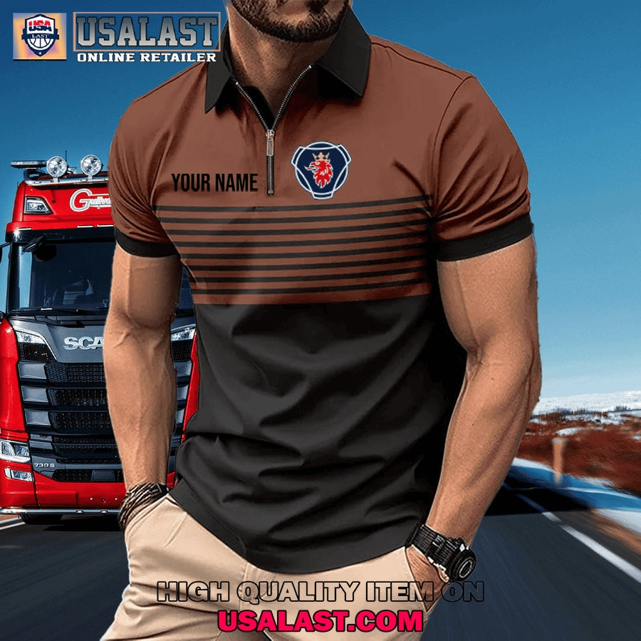 Scania Custom Name Zipper Men Polo