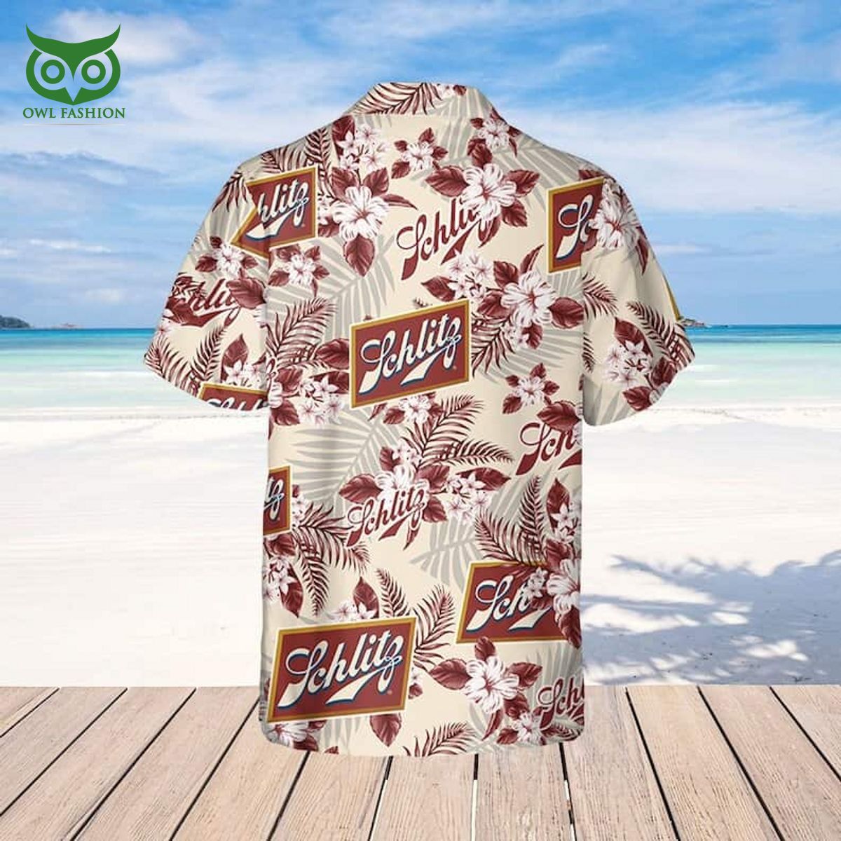 Schlitz Beer Flower Pattern Hawaiian Shirt
