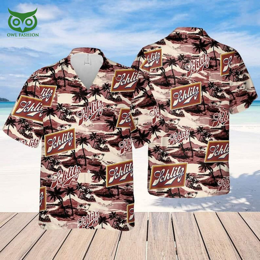 Schlitz Beer Sea Island Pattern Hawaiian Shirt