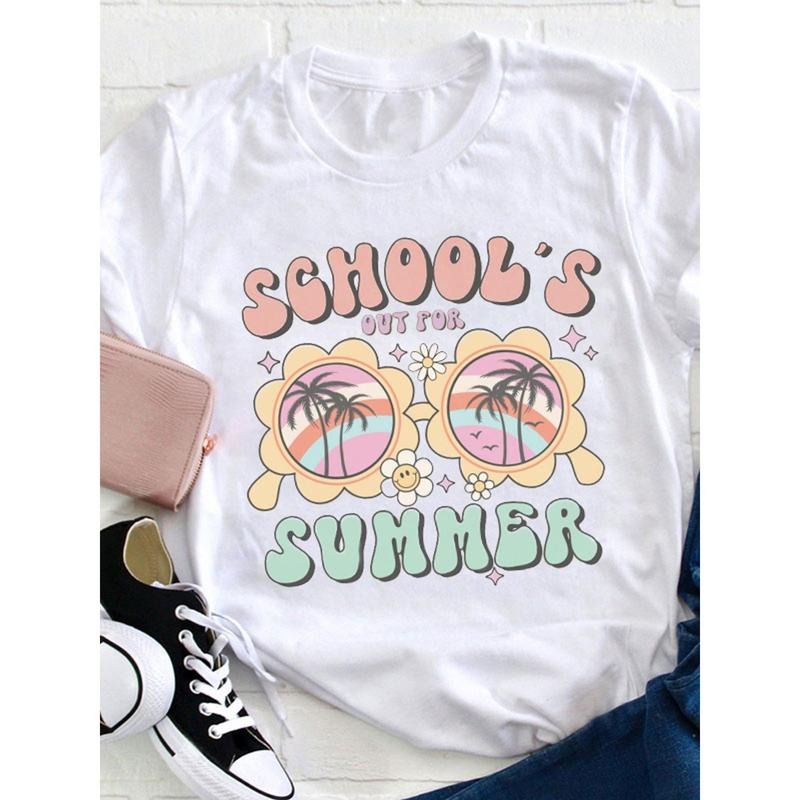 schools out for summer teacher Lightsaber brand shirt, Loose, Women'WB shield casual round neck Lightsaber brand-shirt...