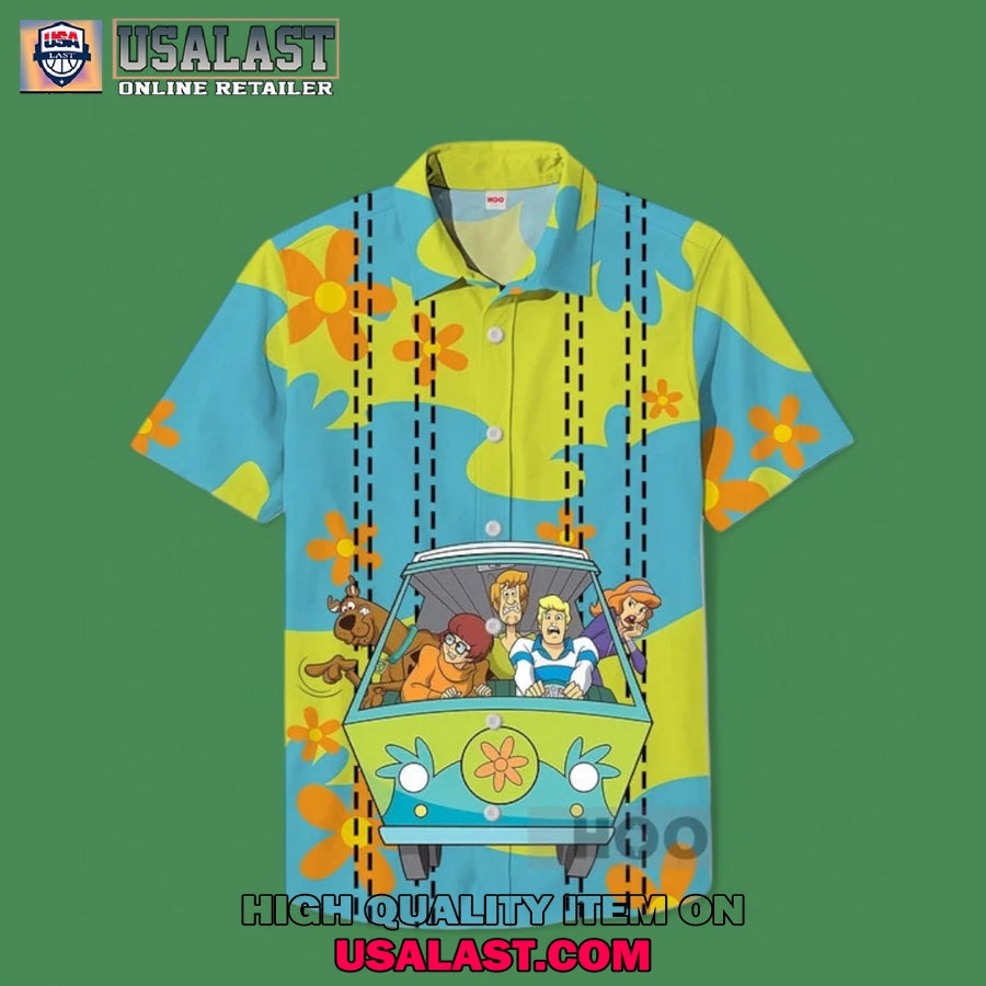 Scooby Doo Blue And Green Magic Bus Hawaiian Shirt