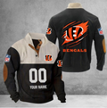 Customize Name And Number Cincinnati Football Corduroy Stand Collar Sweatshirts