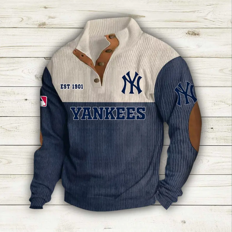 New York Y Baseball Corduroy Stand Collar Sweatshirts