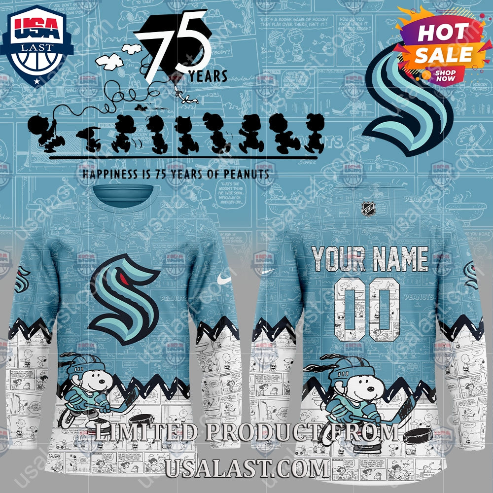 Seattle Kraken NHL Happiness Is 75th Anniversary of Peanuts Hoodie