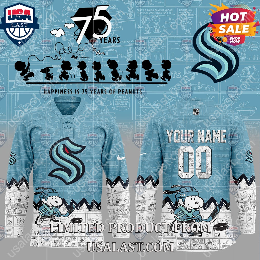 Seattle Kraken NHL Happiness Is 75th Anniversary of Peanuts Hoodie