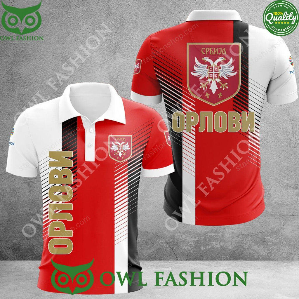Serbia national football team Logo Black Red White 3D Shirt Printed