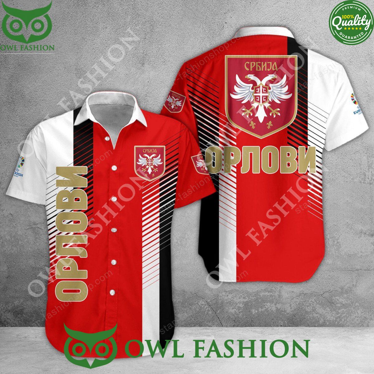 Serbia national football team Logo Black Red White 3D Shirt Printed