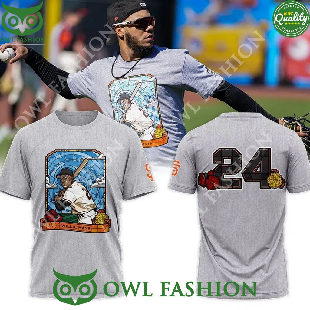 SF Willie Mays 24 Giants baseball legend t shirt