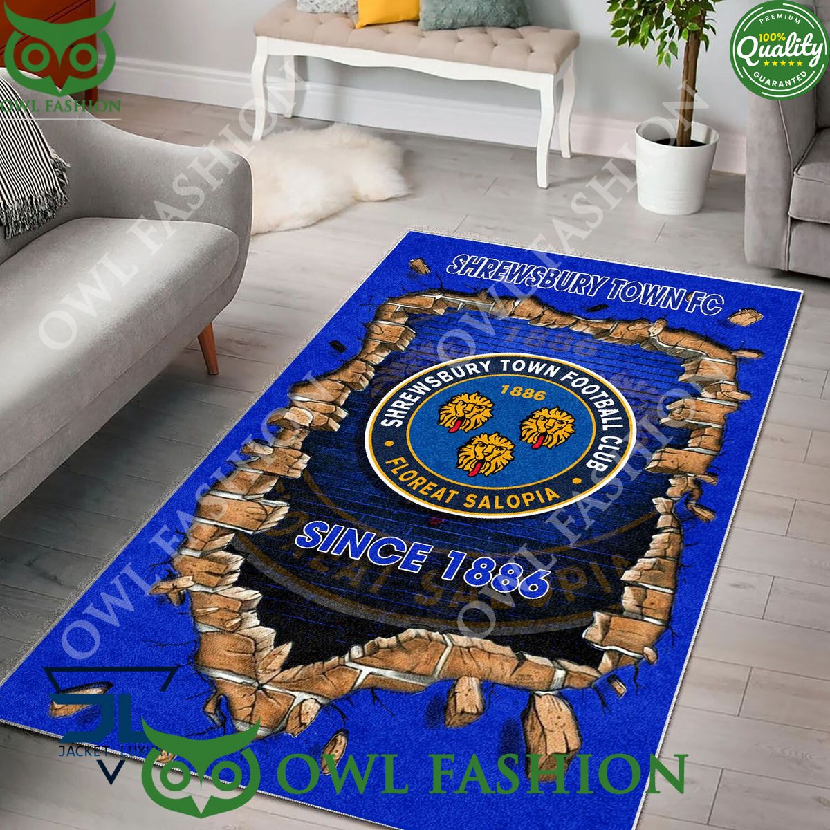 Shrewsbury Town 1838 League Two Living Room Rug Carpet