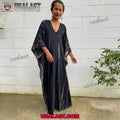 Silky Black Tie Dye Caftan Dress, Beach Wear, African Dress, Vacation Dress
