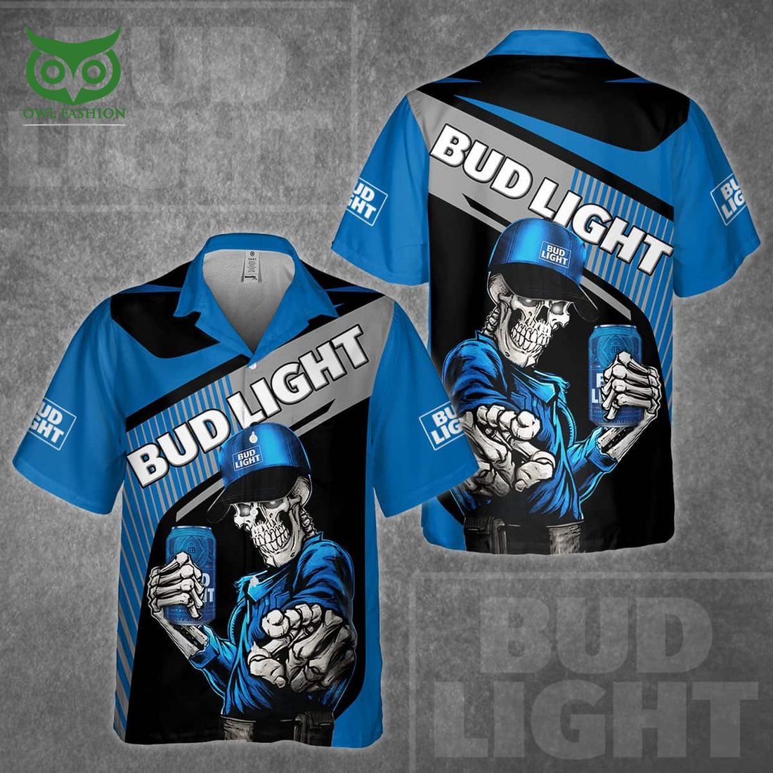 Skeleton With Bud Light Beer Hawaiian Shirt
