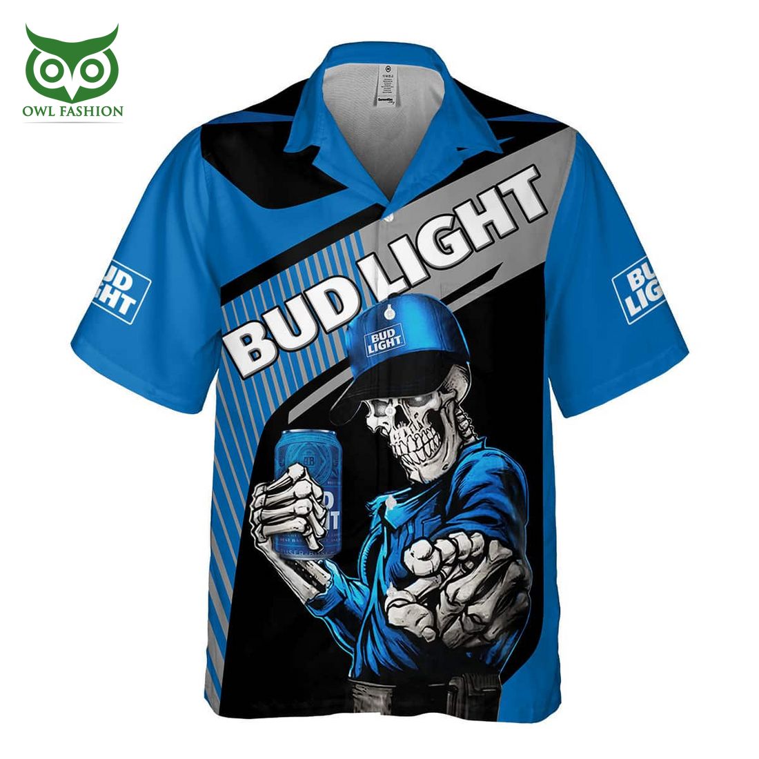 Skeleton With Bud Light Beer Hawaiian Shirt