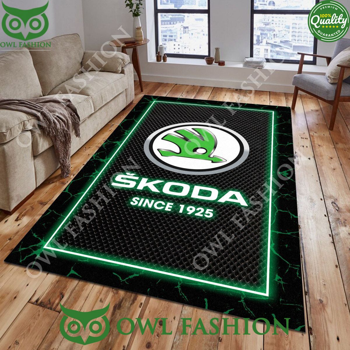 Skoda Auto Custom Lightning Color Motor Brand Carper Rug Living Room