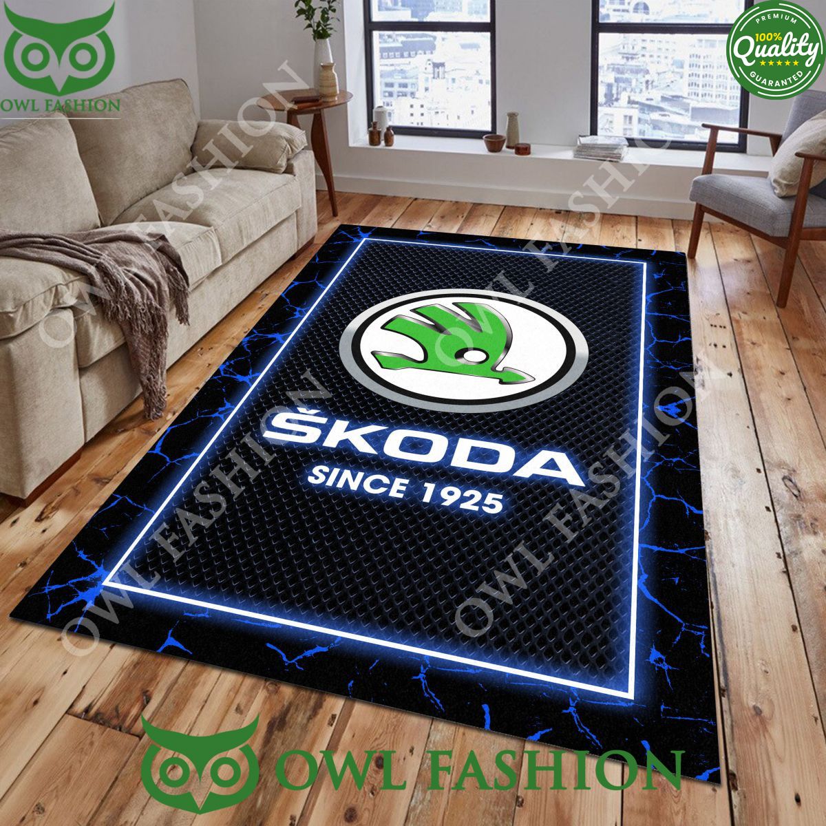 Skoda Auto Custom Lightning Color Motor Brand Carper Rug Living Room