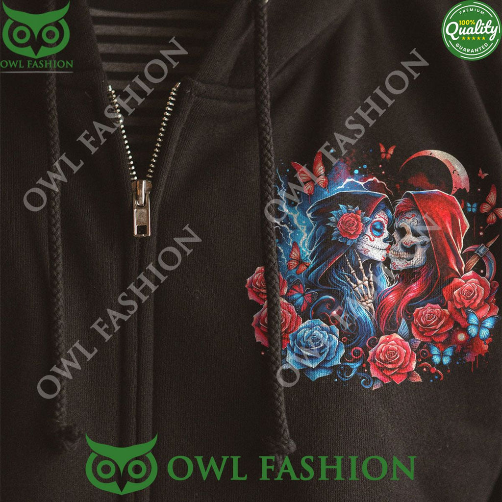 Skull Couple Holde Me I Am Sad Love Me Until I Die Skull Couple Aop Hoodie