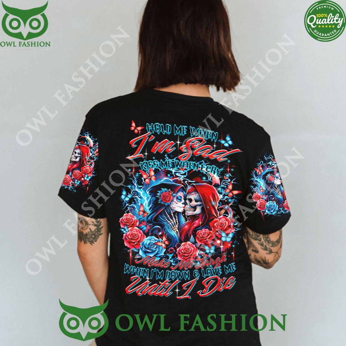 Skull Couple Holde Me I Am Sad Love Me Until I Die Skull Couple Aop Hoodie
