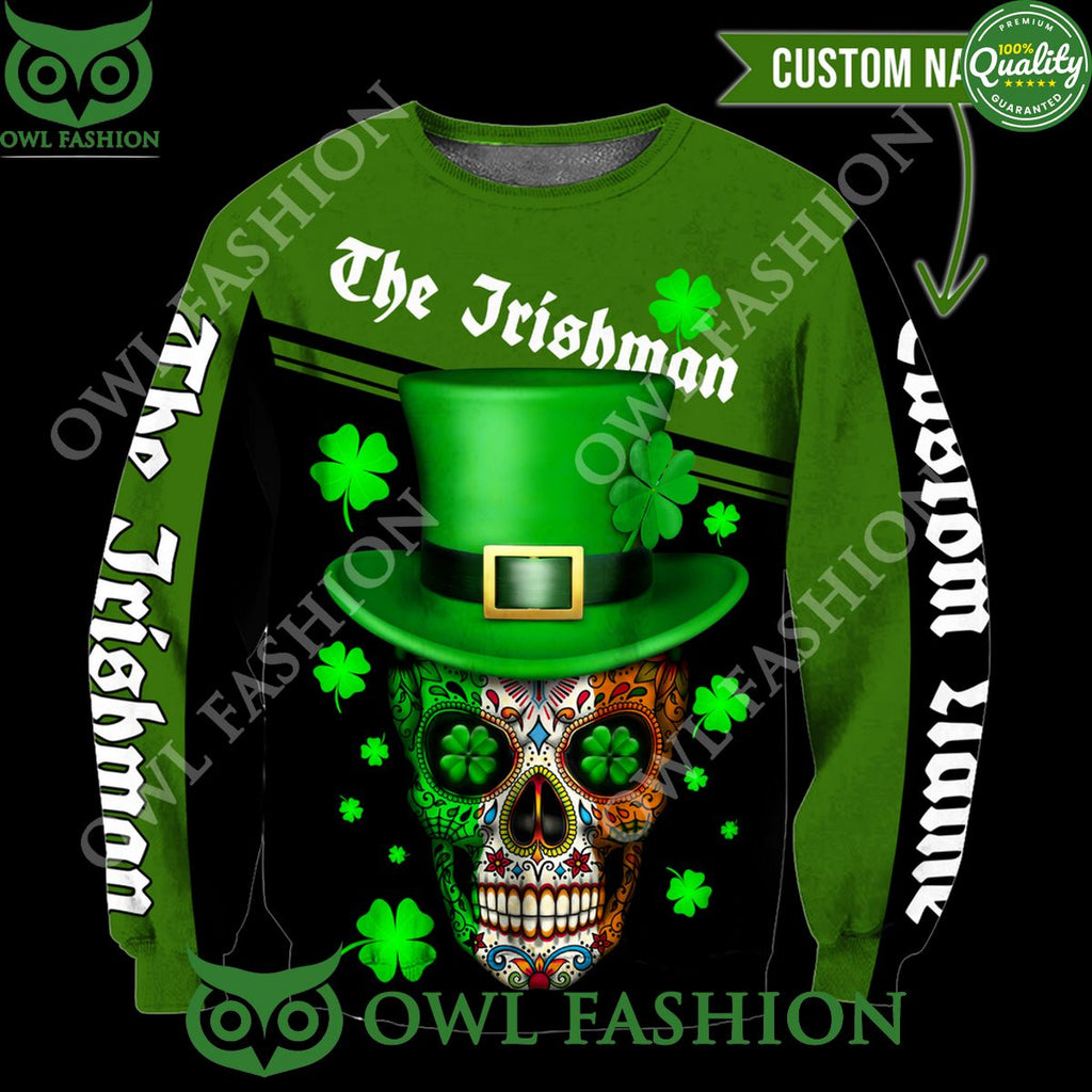 Skull Irishman St Patrick Day Unisex 3D Custom name hoodie shirt