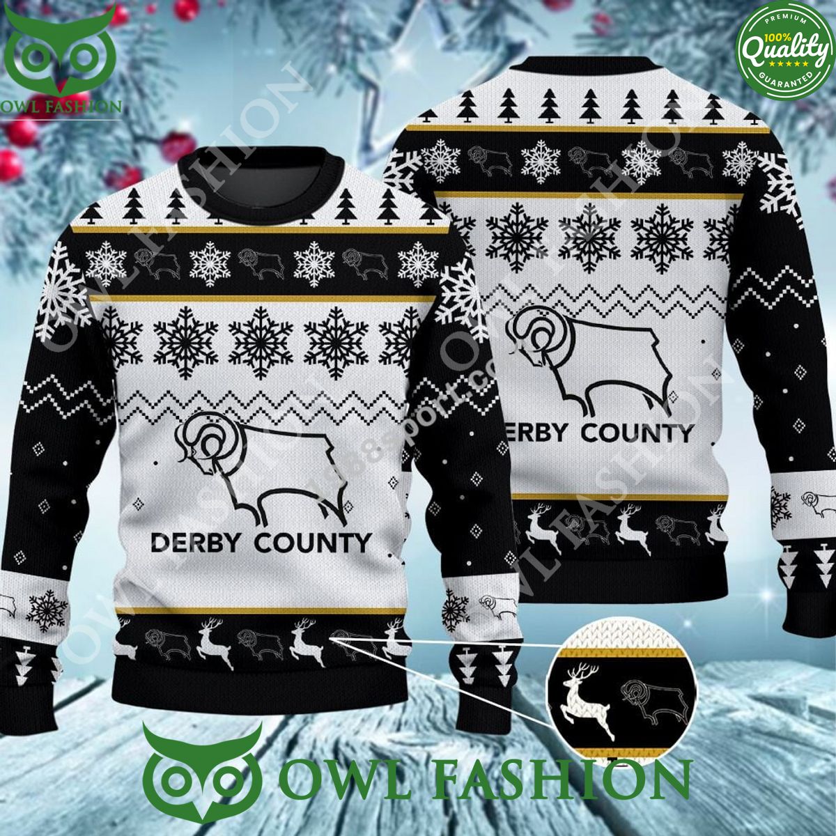 SLINGSHOT I left my snomobile Derby County Ugly Sweater Jumper