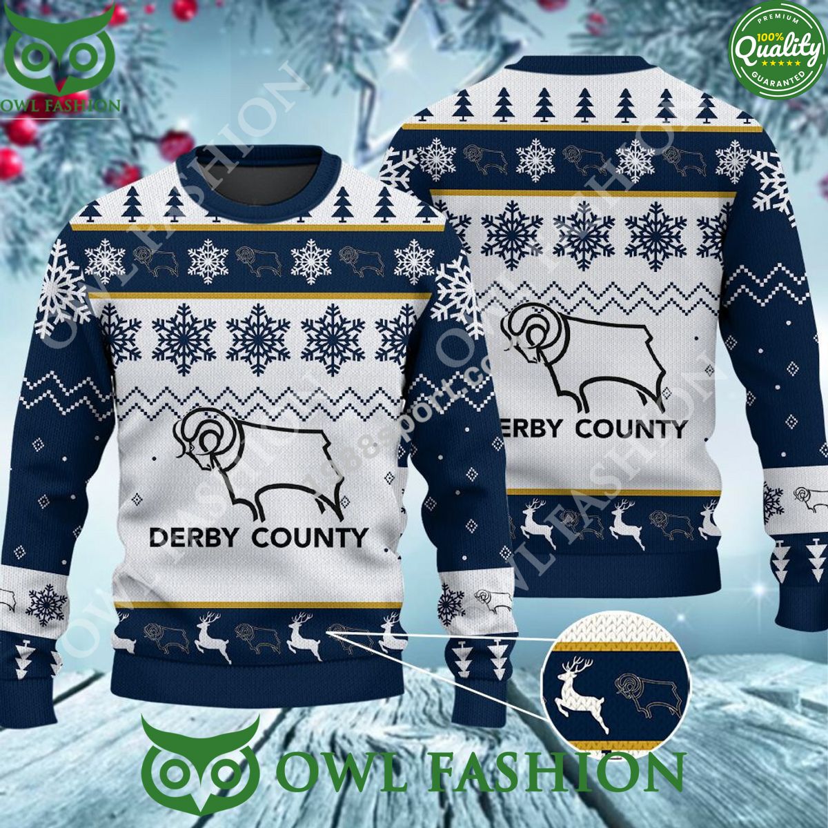 SLINGSHOT I left my snomobile Derby County Ugly Sweater Jumper