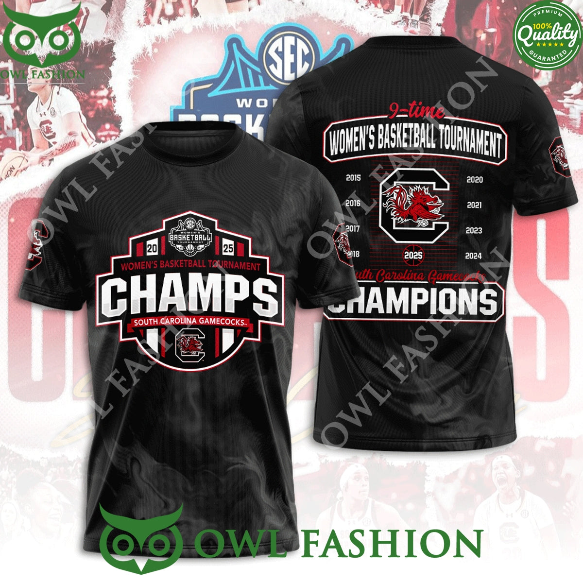 South Carolina Gamecocks 2025 Women’s Basketball Tournament Black 3D t Shirt