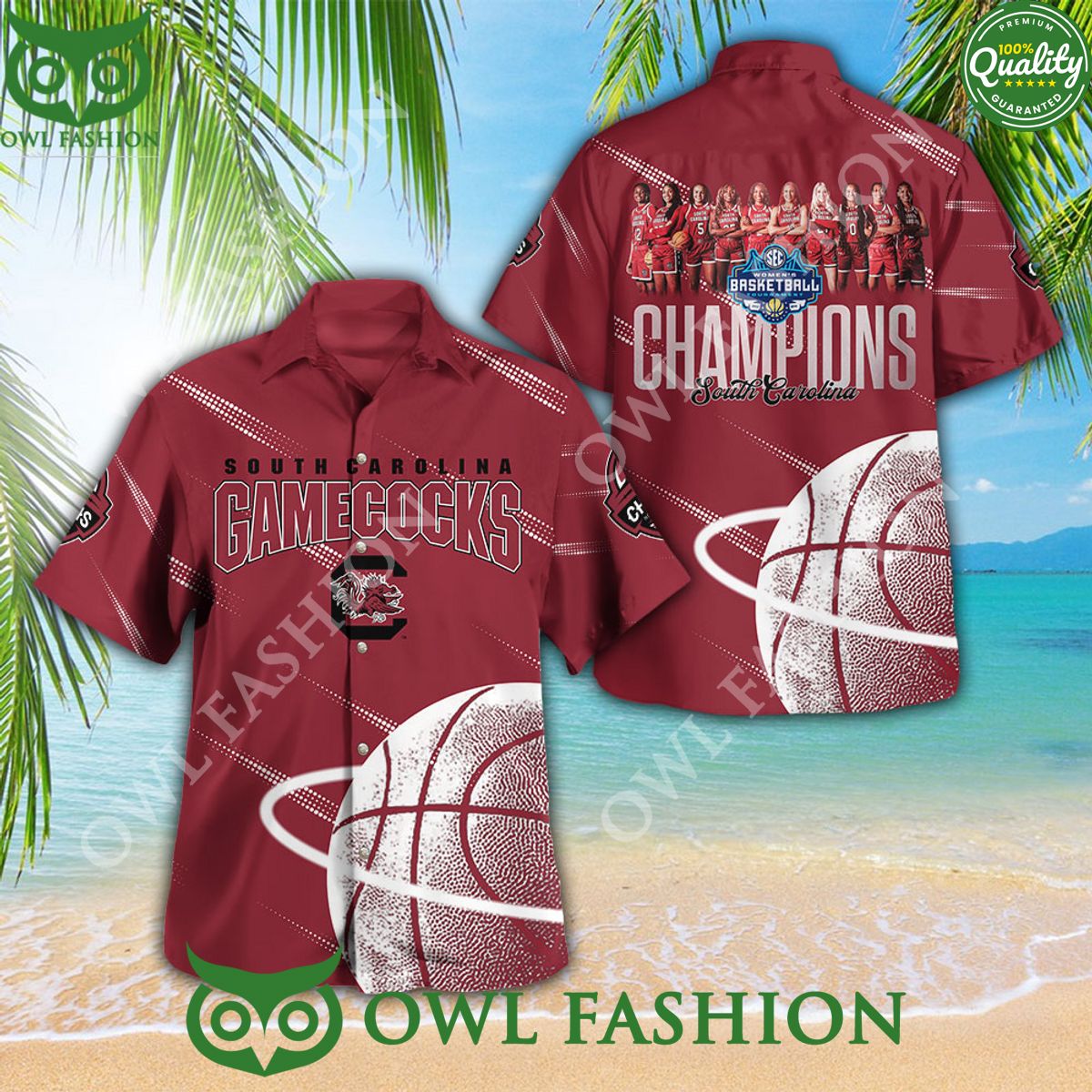 South Carolina Gamecocks Basketball Red Hawaiian Shirt Short