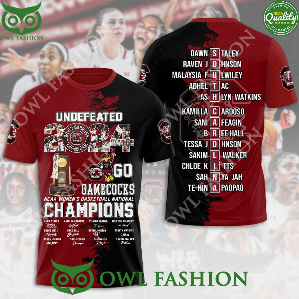 South Carolina Gamecocks NCAA Women Basketball National 2024 3D T shirt