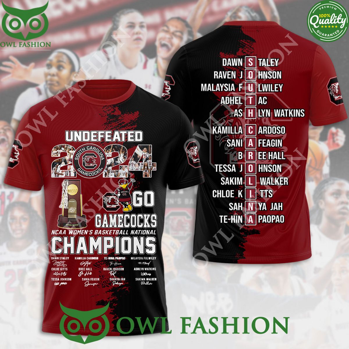 South Carolina Gamecocks NCAA Women Basketball National 2024 3D T shirt