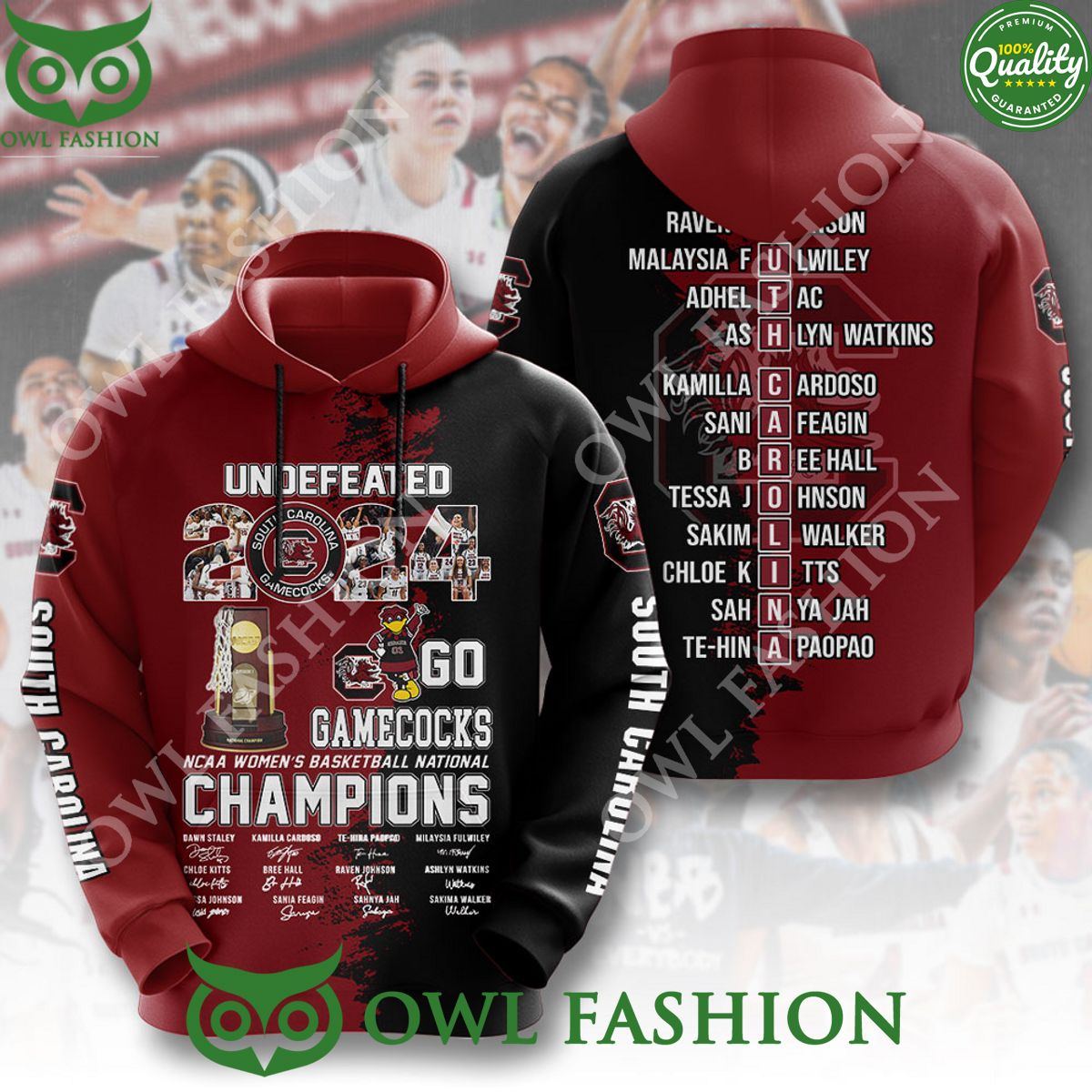 South Carolina Gamecocks NCAA Women Basketball National 2024 3D T shirt