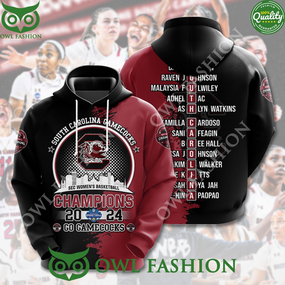 South Carolina Go Gamecocks Champions 2024 Teamate names 3d t shirt
