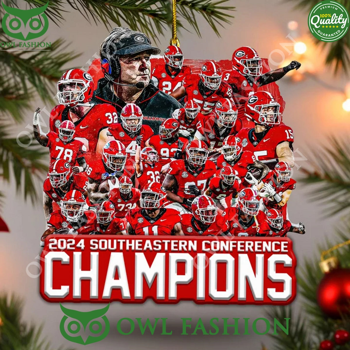 Southeastern Conference Champions Georgia Bulldogs roster players 2024 plastic ornament