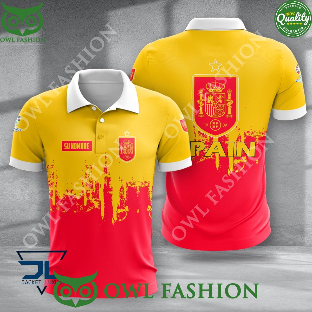 Spain Football Champion UEFA Euro Customized 3d Polo