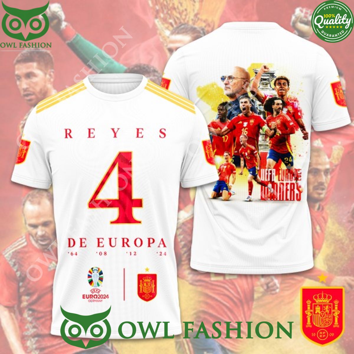 Spain National Football Team Reyes De Europa UEFA Winners Champion t shirt