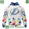 Special Autism Awareness NHL Tampa Bay Lightning Hand Pattern Paint hoodie shirt Custom Name and number